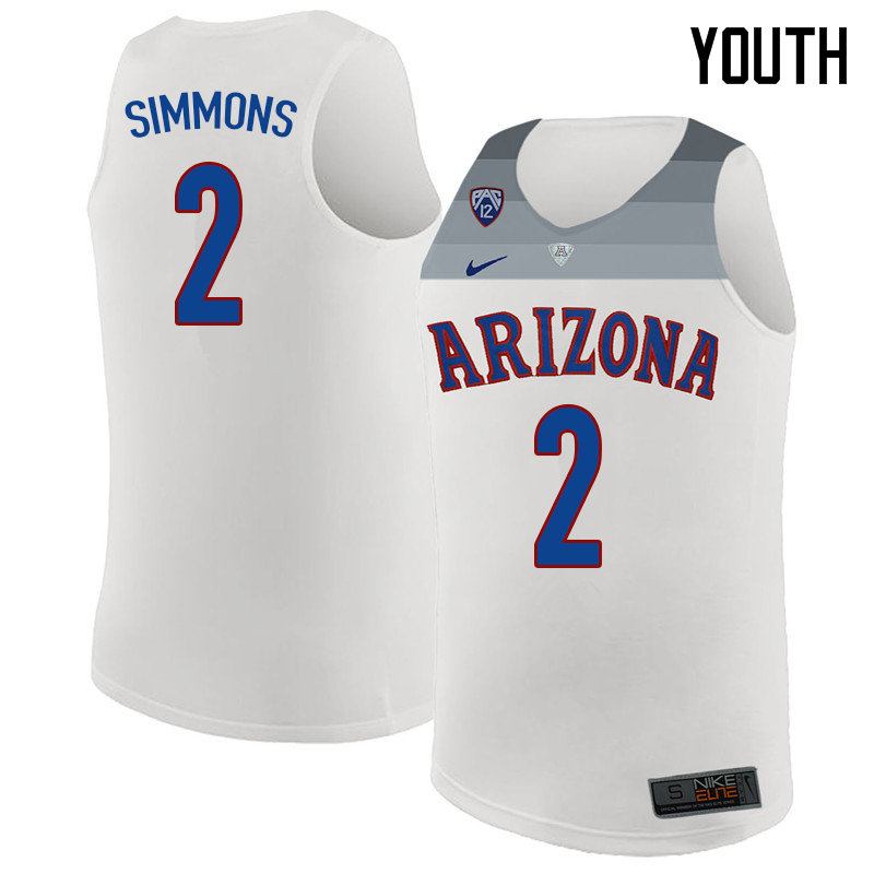 2018 Youth #2 Kobi Simmons Arizona Wildcats College Basketball Jerseys Sale-White
